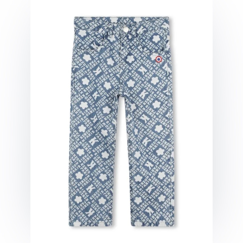 Kenzo Kids
monogram-pattern jeans
Size 6 high end luxury